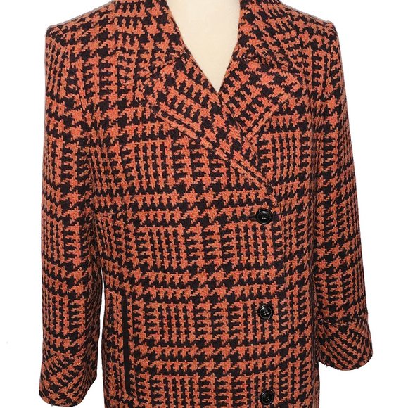 Cole Haan Jackets & Blazers - NWT Cole Haan Houndstooth Leather Trim Wool Coat